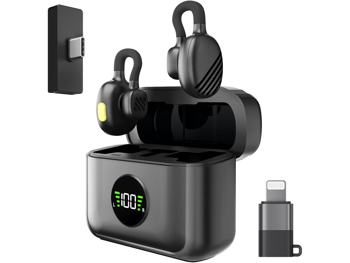 Microfone Sem Fio, Microfone De Lapela Usb C, Redução De Ruído, Bateria De Longa Duração Com Estojo De Carregamento (preto)