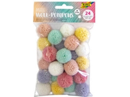 24 Pompons de Lã Pastel FOLIA (3cm)