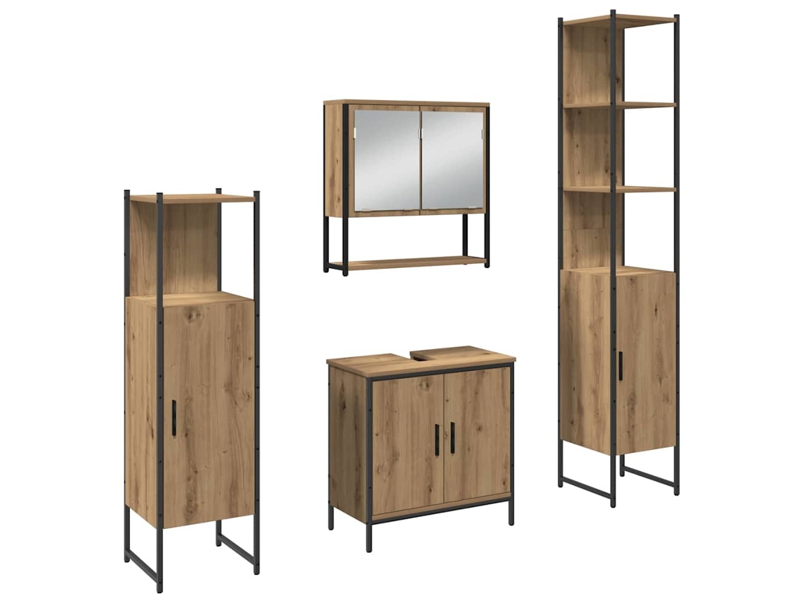 Conjunto de Móveis para Banheiro MAISON EXCLUSIVE com Prateleira 4 Pcs Castanho