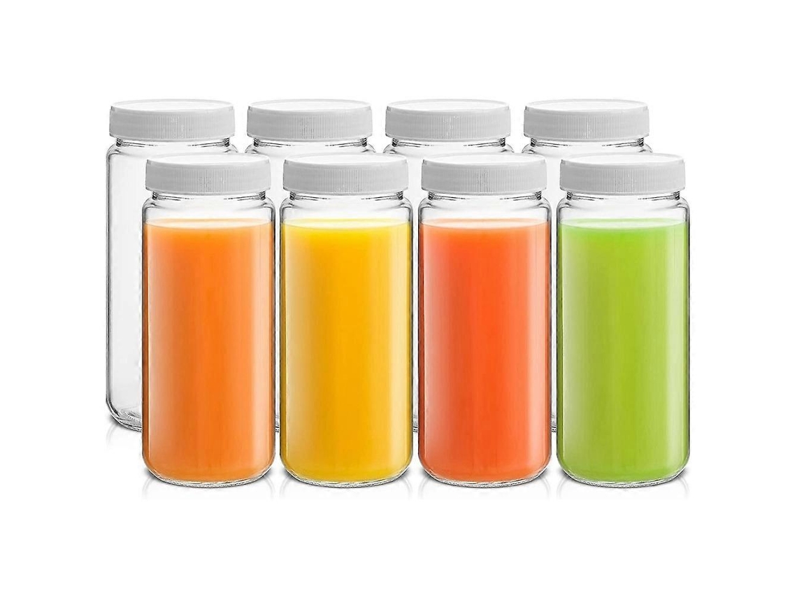 8 Garrafas Reutilizáveis 16oz Vidro Tampa Tampas Potes