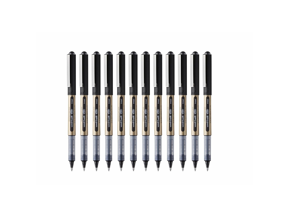 Biros de Tinta Líquida UNI-BALL Rollerball Eye Broad Ub-150 Preto 12 Unidades