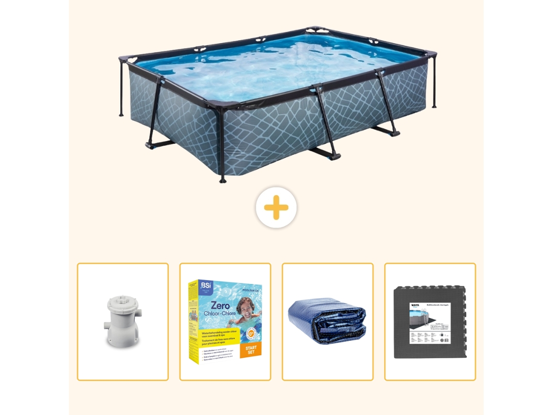 Exit-toys Piscina Exit Retangular - Efeito Pedra - 300x200x65 Cm - 5-peças S285