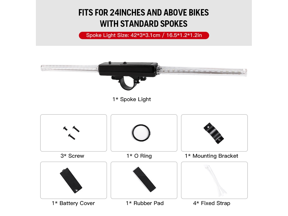 Luz De Raio De Bicicleta À Prova D'água 24"