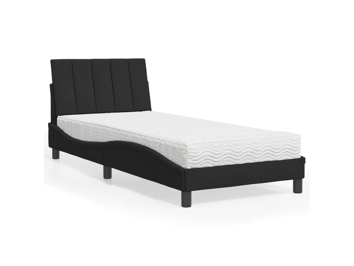 Vidaxl Cama Com Colchão Hanko 80x200 Cm Veludo Preto