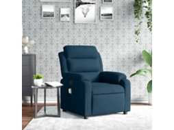 Vidaxl Poltrona De Massagens Reclinável Veludo Azul