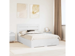Vidaxl Estrutura Da Cama Branco 140 X 200 Cm Derivados De Madeira