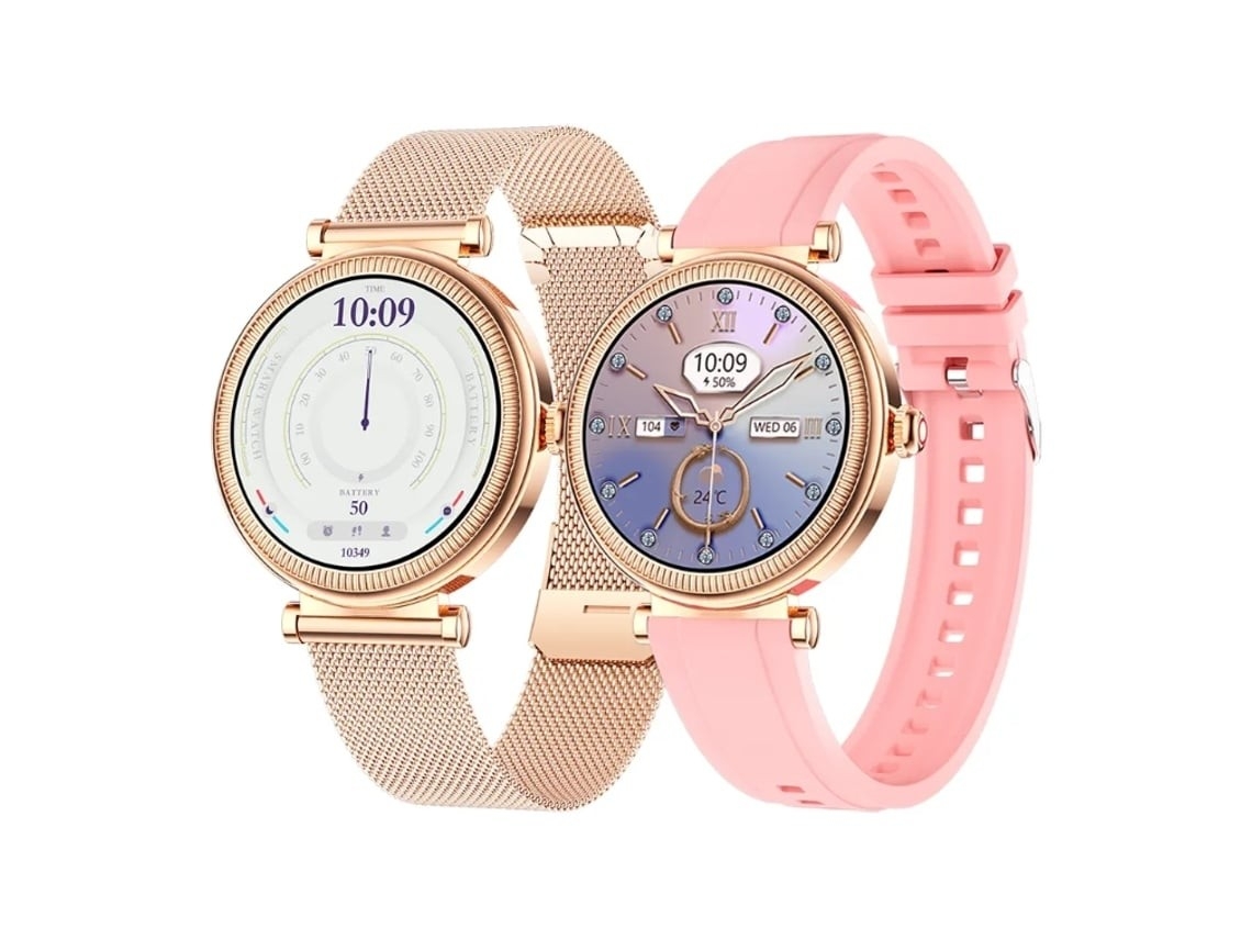 Relógio Inteligente Esportivo Feminino Cf37 De 1,27 Polegadas, 100% Original, Com Chamadas Bluetooth, Cor Dourada.