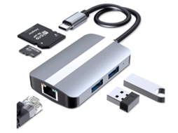 Hub USB C 5 em 1, transferência, multimídia, compatível, STELASPLEN