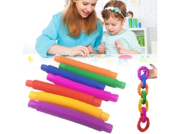 Primerox 4pcs Tubos Telescópicos Coloridos Esticáveis Brinquedos Sensoriais Anti estresse para Adultos e Crianças