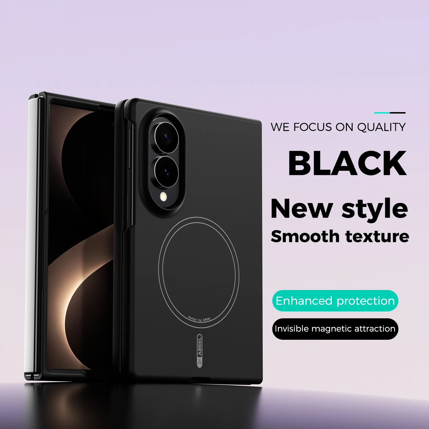 (fold8 Ultra Preto) Capa Protetora Magnética Líquida, Feita De Silicone, Resistente A Impactos.
