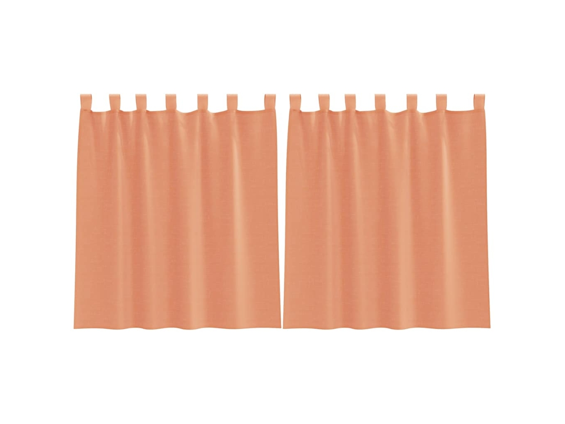Maison Exclusive - Cortinas De Voile Com Laços 2 Pcs Terracota 140x140 Cm