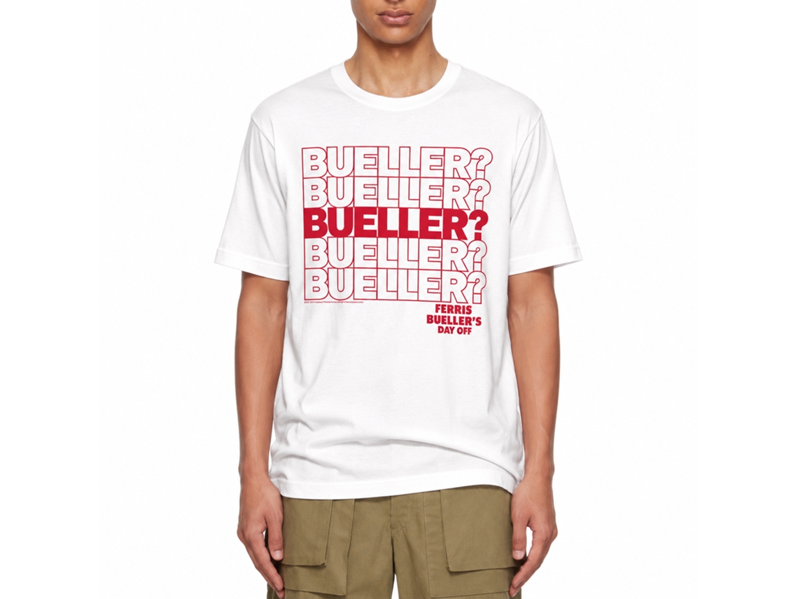 Rockinstone Ferris Bueller's Day Off Beuller Repeat White Adult T-shirt Size:m