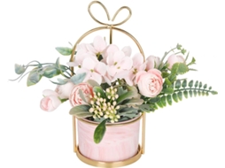 Arranjo de Flores Artificiais de Seda com Vaso, Hortênsias e Crisântemos Artificiais para Casa e Casamento AQUAFORGE