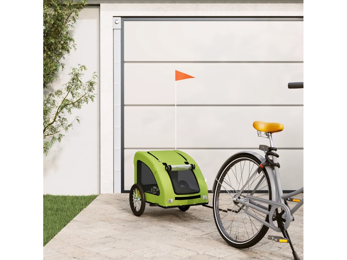 Vidaxl Reboque De Bicicleta P/ Animais Tecido Oxford/ferro Verde
