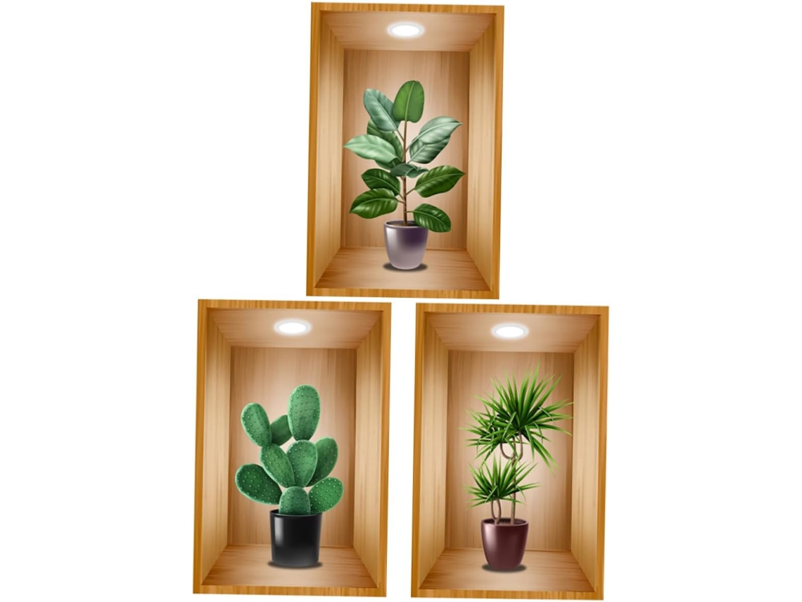 Jojofuny 3 Peças De Adesivos De Parede De Plantas Em Vasos Decoração Murale Pour Salon Chambre Et Cuisine Autocollants De Fleurs Créatifs Et Élégants