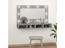 Vidaxl Armário Espelhado Com Led 90x31,5x62 Cm Sonoma Cinza