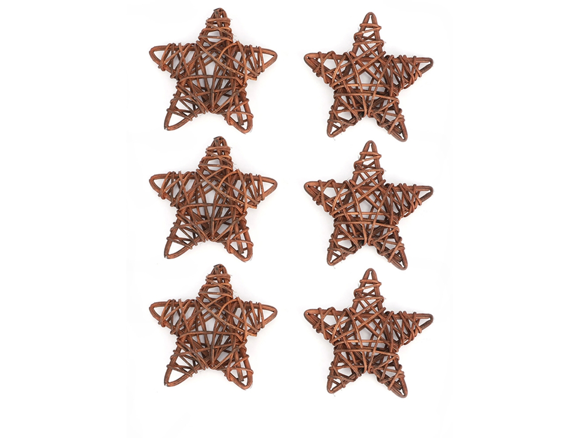 Peças Estrelas De Cana Natural Decoração Café 6 Peças