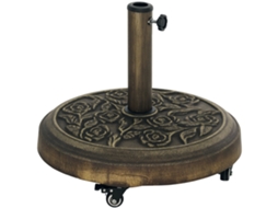 Base Redonda Para Guarda-sol Em Resina, 21 Kg, Com Rodas E Freios, Cor Bronze.