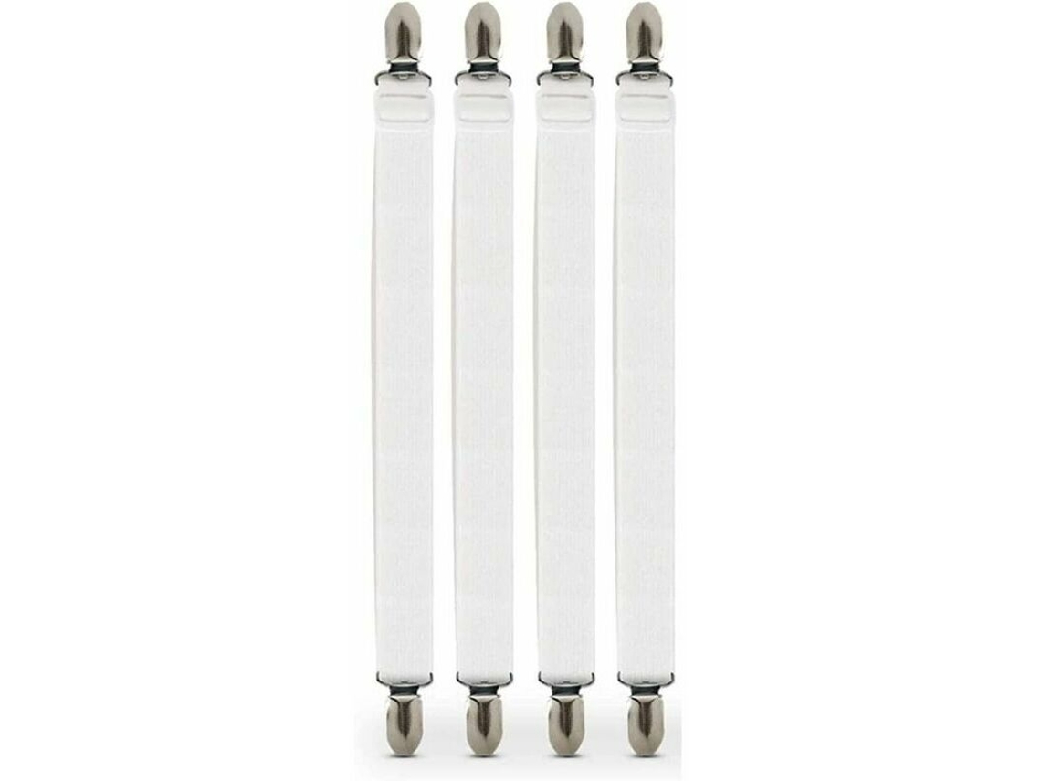 Tensor De Lençol, 4 Prendedores De Lençol, Cinta De Lençol Ajustável Com Clipes De Metal Para Todos Os Colchões, Branco Aquaforge