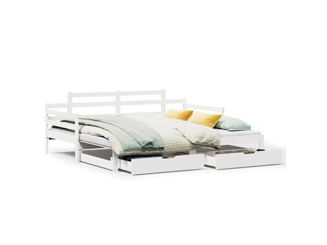 Sofá Cama com Gavetão e Gavetas Branco MAISON EXCLUSIVE (80x200 cm)
