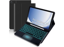 Teclado Touchscreen Retroiluminado Preto Com Teclas Quadradas Pretas, Compatível Com Os Modelos Samsung Tab A9/a11 De 11 Polegadas. Yunzii