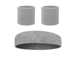 Conjunto De Três Peças Yuysan: Faixa De Cabeça E Munhequeiras Absorventes De Suor, Cor Cinza, Ideal Para Ioga, Ginásio E Corrida