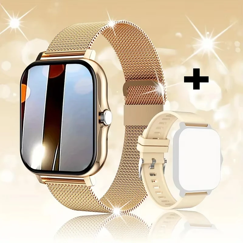 RELÓGIO desportivo fitness dourado com ecrã táctil completo, chamada Bluetooth MDUG