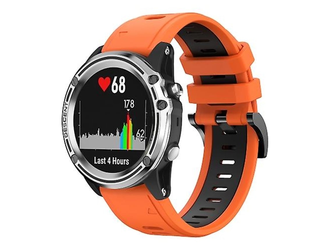 Pulseira Garmin Quatix 5 De 22 Mm, Silicone Bicolor, Laranja E Preto