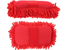 Pacote Com 2 Esponjas De Microfibra Vermelhas Para Lavagem De Carros, 80g Cada, Alta Absorção De Água.