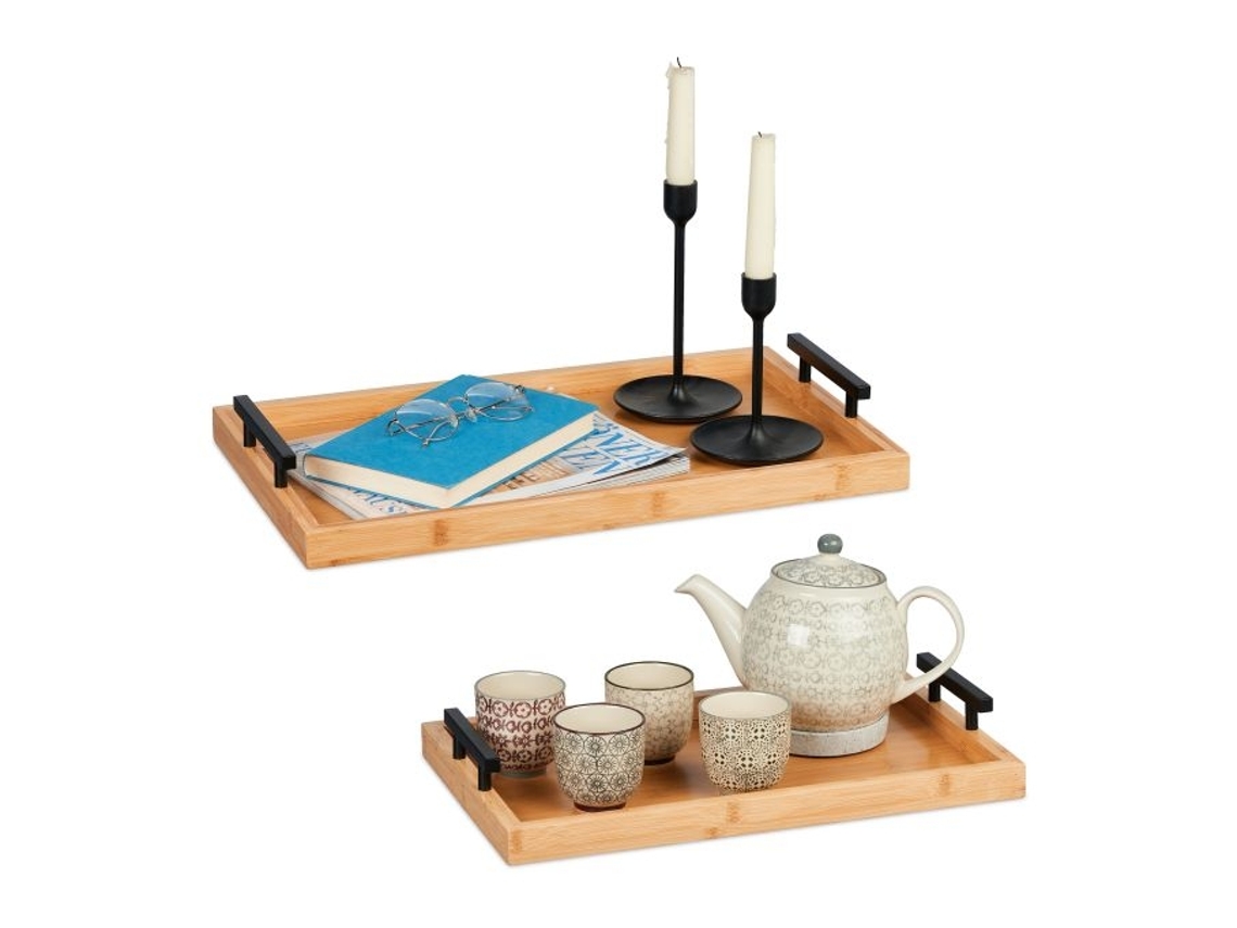Conjunto de 2 bandejas de bambu Aquaforge