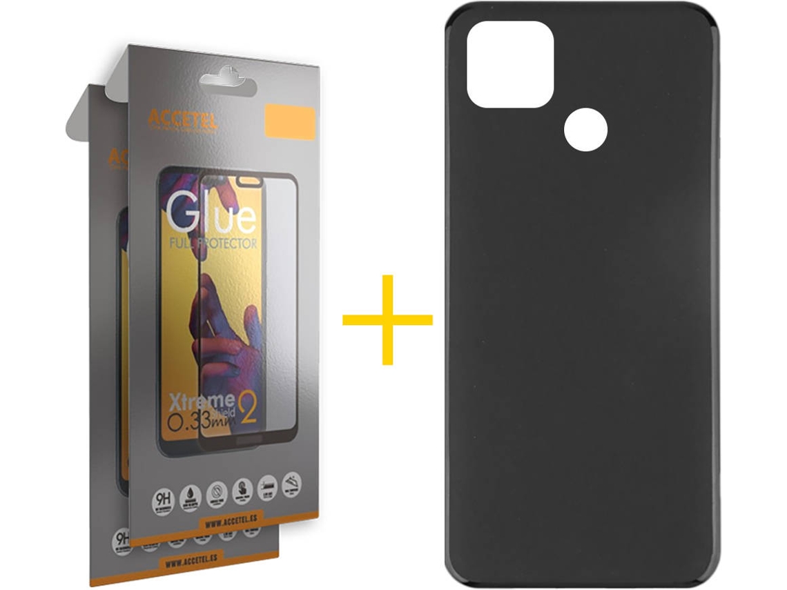 Kit Capa e 2 Películas Xiaomi Redmi 9C ACCETEL Full Liso (Preto)