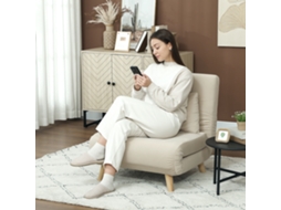 Cadeira Reclinável Com Função De Cama, Aconchegante Em Veludo, Ajustável E Dobrável Para Sala De Estar, Cor Bege, Design Moderno, Resistente Btforus