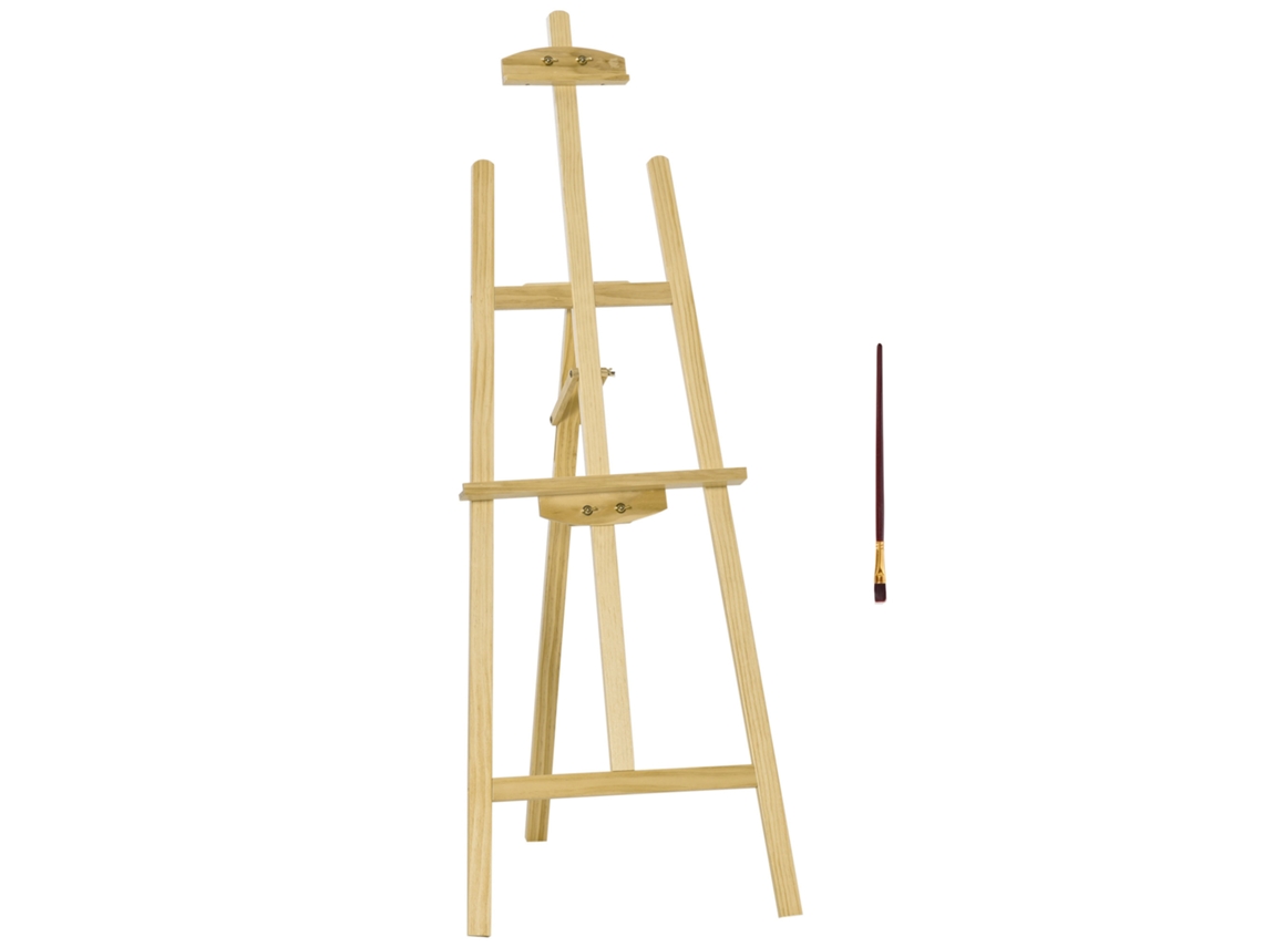 Cavalete De Pintura Madeira De Pinho Cor Cor De Madeira Natural 51.5x71.5x134.5 Cm Homcom
