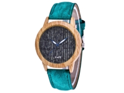 Reloj De Pulsera De Denim Moda Para Mujer Cuarzo Ocio (verde)