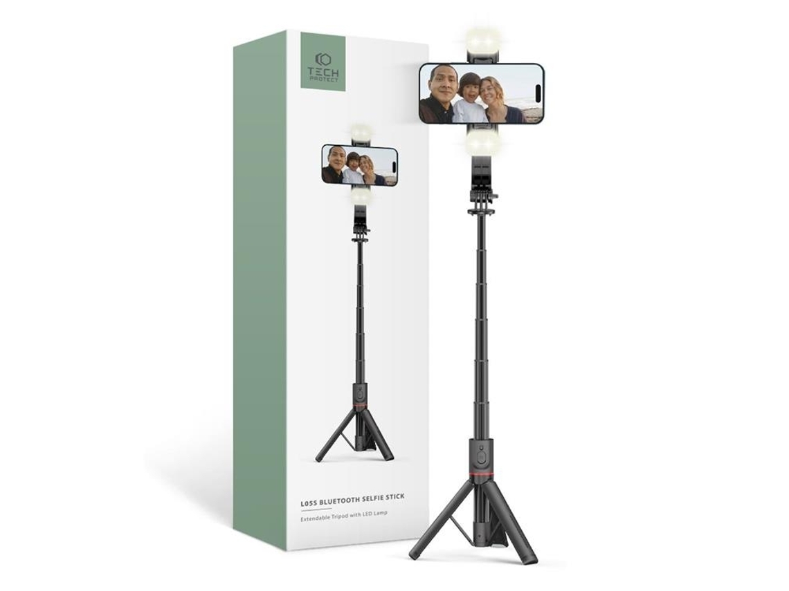 Tech Protect Bluetooth Selfie Stick Tripé Med Led Light L05s Preto Slowmoose