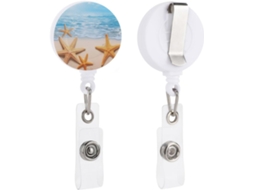 Porta-crachá retrátil com clipe tipo jacaré, chaveiro de identificação, suporte 3D, design náutico fofo de verão