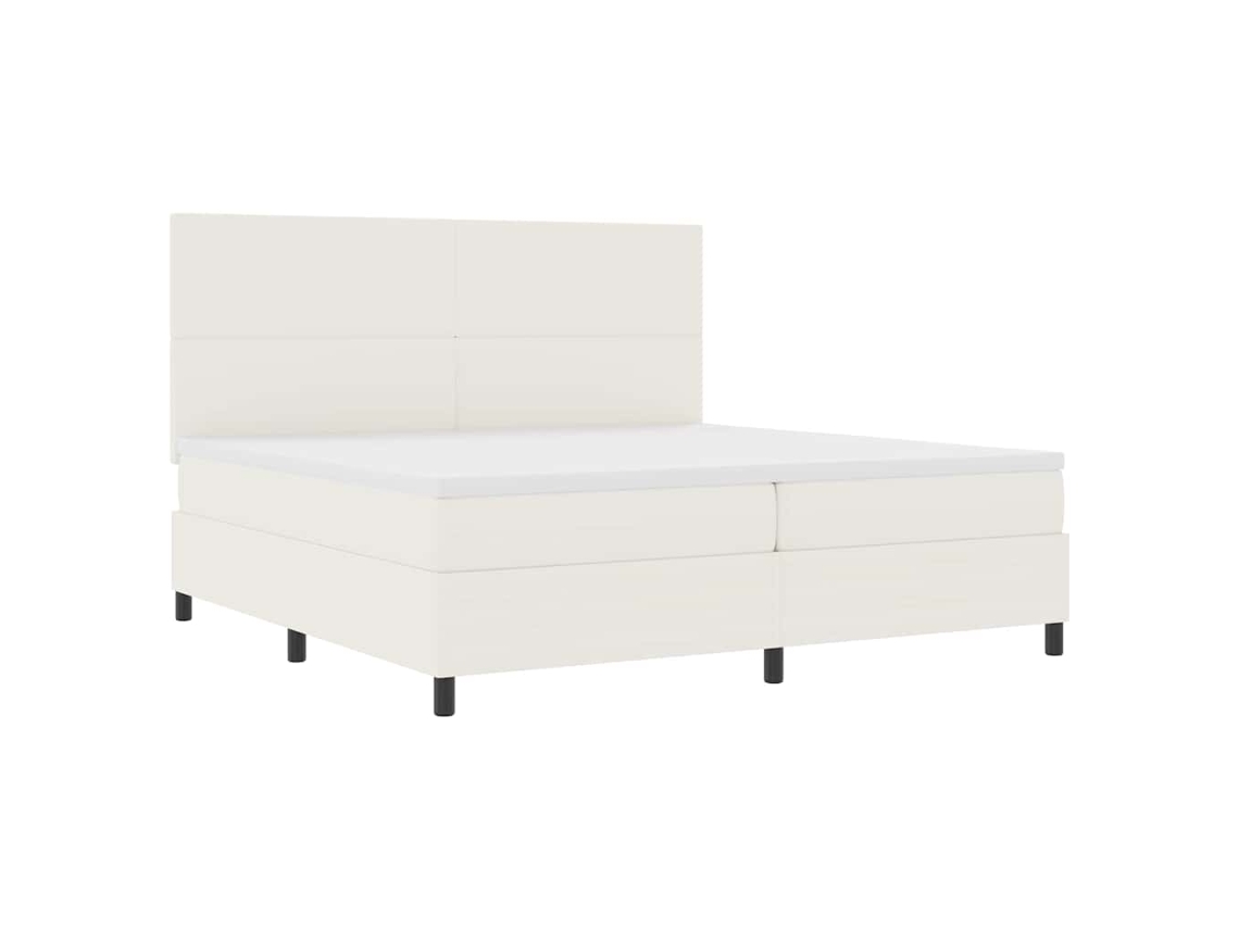 Cama Box Spring Led com Cabeceira Creme e Branco 200x200cm MAISON EXCLUSIVE