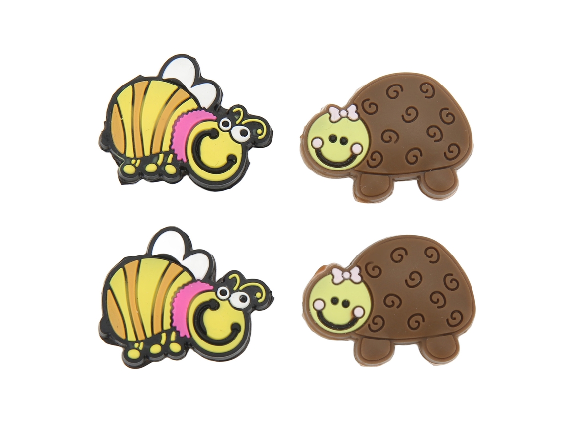 4pcs Amortecedores De Choque Para Raquete De Tênis Em Silicone Padrões Bonitos Tartaruga E Abelha