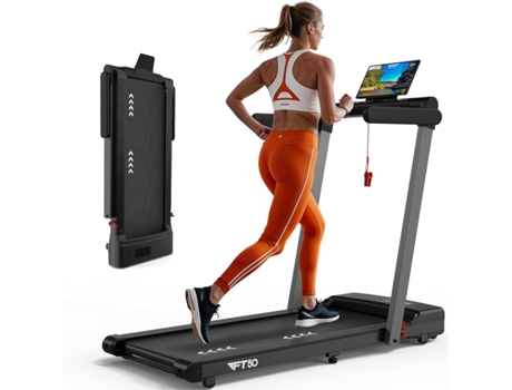 Passadeira de Corrida METTLEMATIC – Até 12 Km/H Tela Dual Led 12 Programas Alto-Falantes 2 em 1 Dobrável Amortecimento Compatível com App