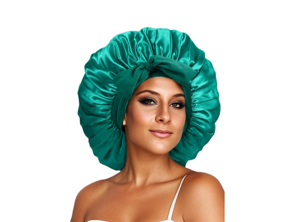 Touca de cetim, touca de dormir de seda, touca dupla, forrada de cetim, touca com laço, para mulheres, cabelo cacheado natural, P Aquaforge