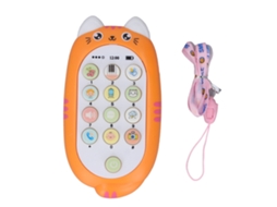 Brinquedo Telefone Infantil Com Luzes Música Efeito Sonoro Para Bebê 1 Ano Laranja