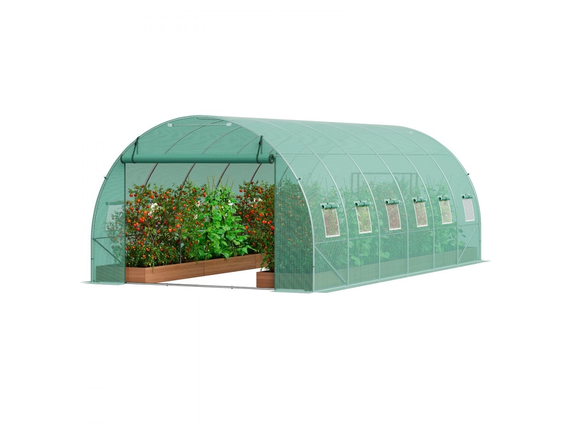Estufa Túnel De Jardim 590x295x198cm Com Janelas E Estrutura Galvanizada Tekmaquinas