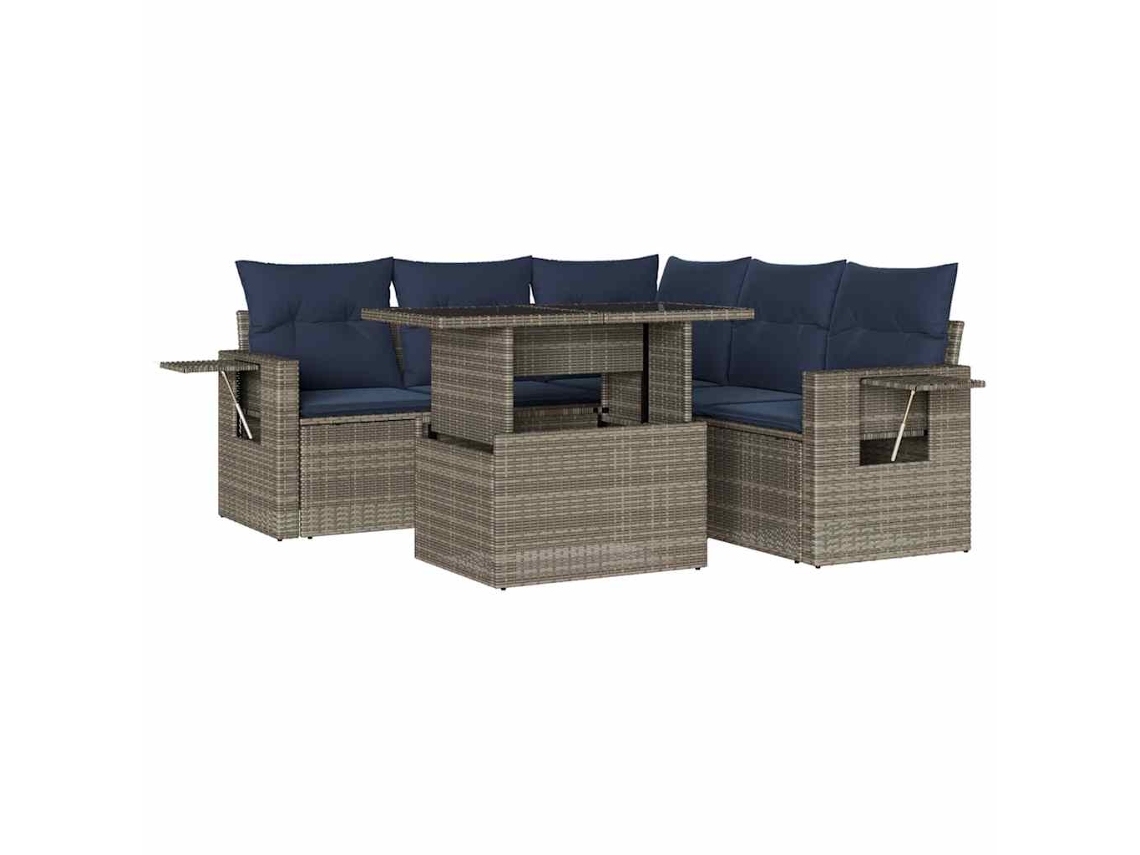 Conjunto de Sofá de Jardim, 6 Peças, Almofadas, Rattan Cinza MAISON EXCLUSIVE