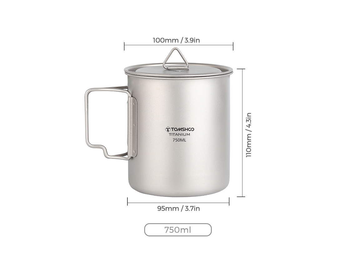 Copo de Água de Titânio Tomshoo 750ml Ultraleve
