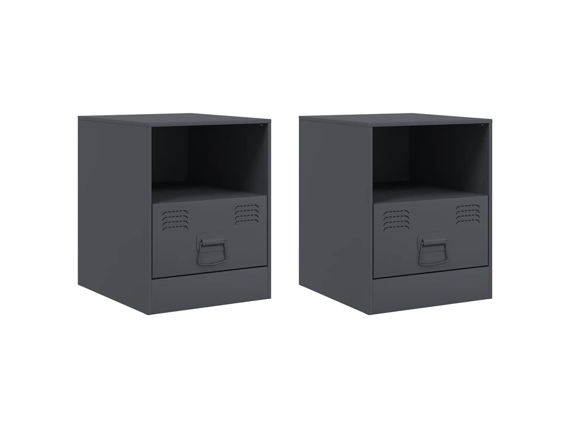 Bedside Cabinet, Bedside Cabinets Vidaxl Antracite Aço (n/a)