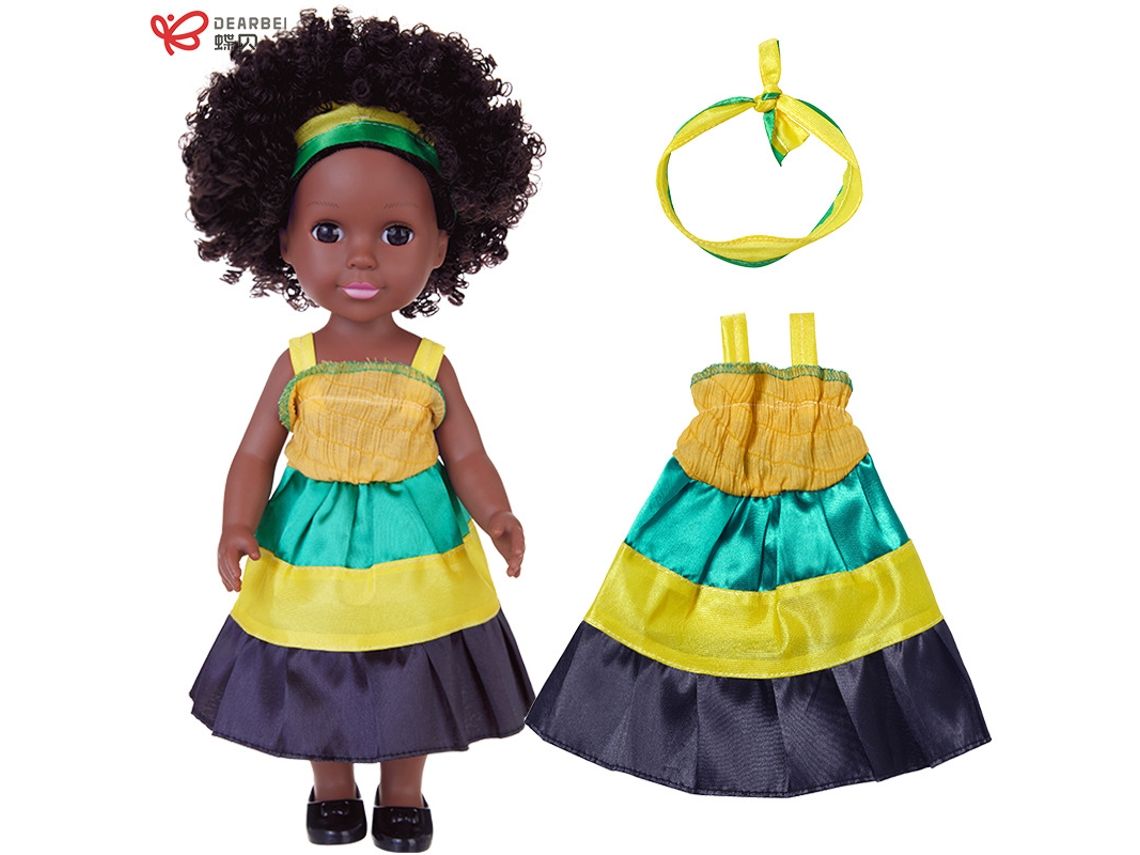 Boneca Negra De 35 Cm, Com Penteado Afro, Figura De Vinil, Brinquedo De Conforto