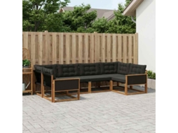 Vidaxl Conjunto De Sofás Para Exterior 6 Unid. Natural E Preto