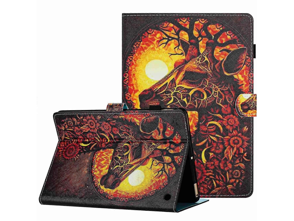 Capa de couro Webake para tablet inteligente com padrão pintado e costura