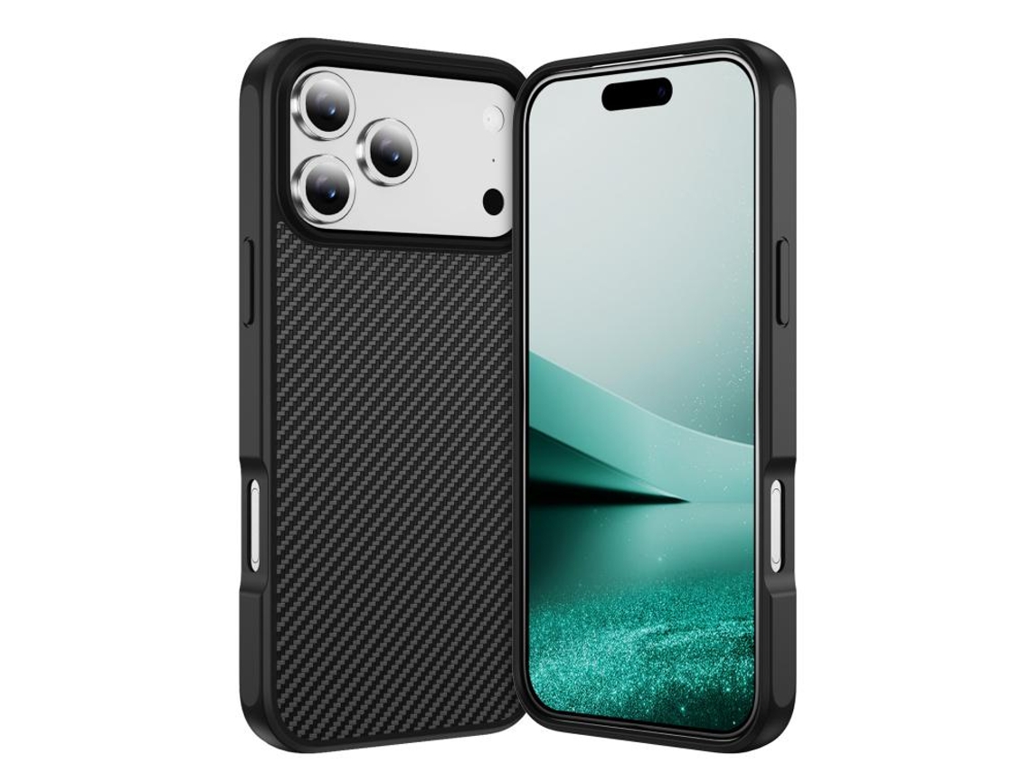 Capa Para Iphone 17 Pro Max - Textura De Fibra De Carbono Com Acabamento Em Tpu Acrílico