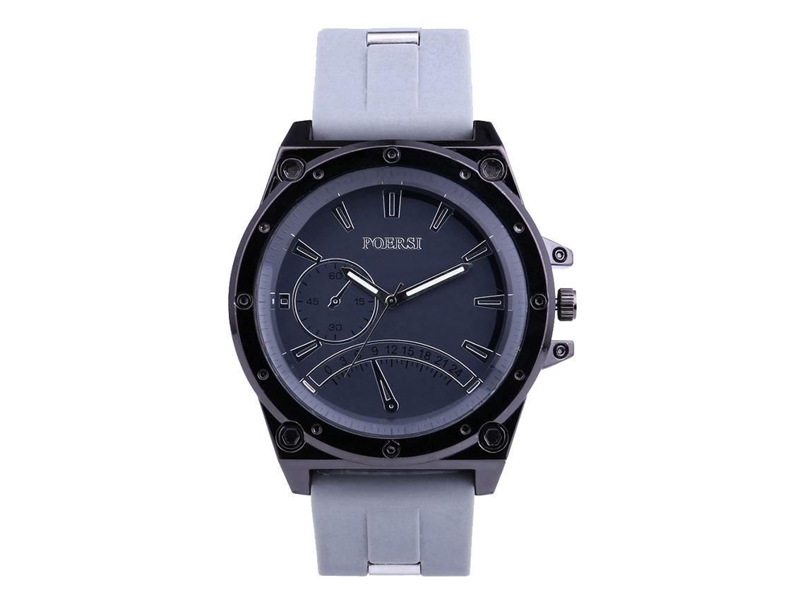 Reloj Casual De Hombre Con Dial Redondo Correa De Silicona Cuarzo (gris)